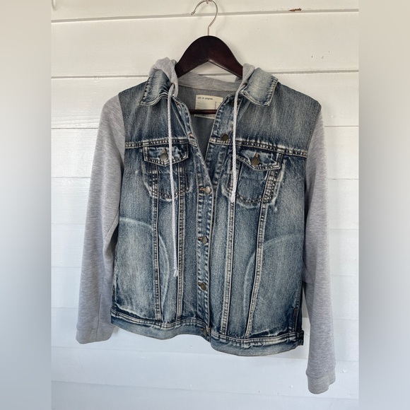 Life In Progress Hooded Jean Jacket with Hoodie Sleeves - Picture 1 of 8